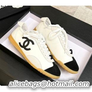Hot Style Chanel Sneakers Embossed Calfskin and Suede Calfskin White & Black 60702619