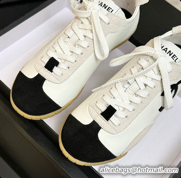 Hot Style Chanel Sneakers Embossed Calfskin and Suede Calfskin White & Black 60702619