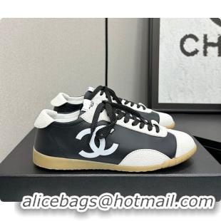Big Discount Chanel Sneakers Embossed Calfskin and Suede Calfskin Black & White 60702619