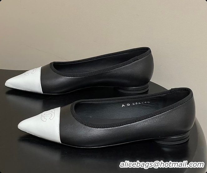 Top Grade Chanel Ballerina Shoes Gradient Sheepskin & Sheepskin Black & White 60702620