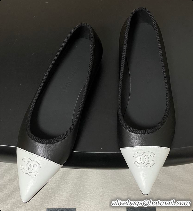 Top Grade Chanel Ballerina Shoes Gradient Sheepskin & Sheepskin Black & White 60702620