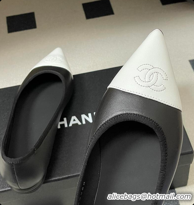 Top Grade Chanel Ballerina Shoes Gradient Sheepskin & Sheepskin Black & White 60702620