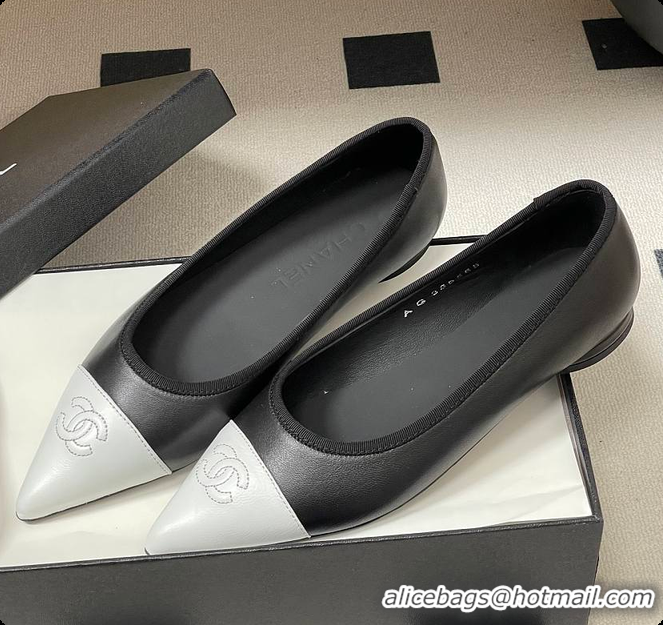 Top Grade Chanel Ballerina Shoes Gradient Sheepskin & Sheepskin Black & White 60702620