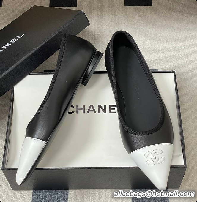 Top Grade Chanel Ballerina Shoes Gradient Sheepskin & Sheepskin Black & White 60702620