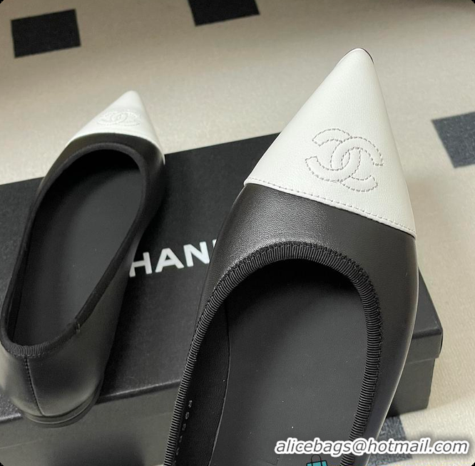 Top Grade Chanel Ballerina Shoes Gradient Sheepskin & Sheepskin Black & White 60702620