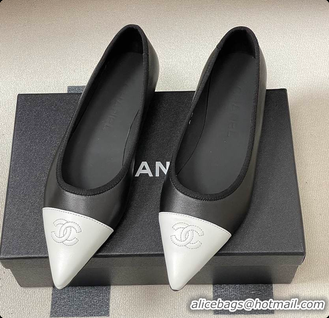 Top Grade Chanel Ballerina Shoes Gradient Sheepskin & Sheepskin Black & White 60702620