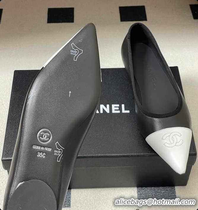 Top Grade Chanel Ballerina Shoes Gradient Sheepskin & Sheepskin Black & White 60702620
