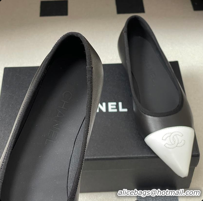 Top Grade Chanel Ballerina Shoes Gradient Sheepskin & Sheepskin Black & White 60702620