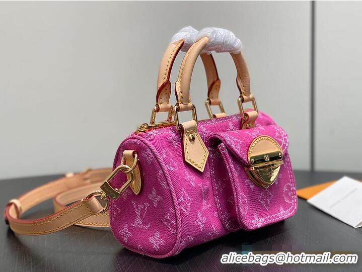 Luxury Discount Louis Vuitton Monogram Denim Nano Speedy M82950 Fuchsia 2026