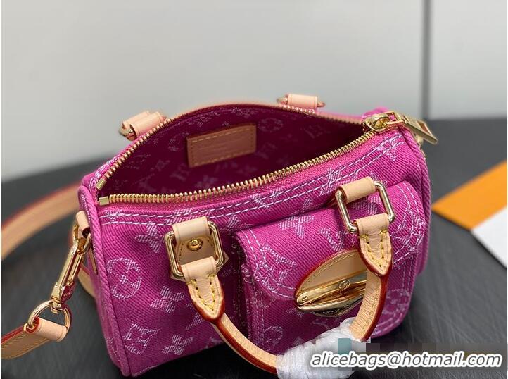 Luxury Discount Louis Vuitton Monogram Denim Nano Speedy M82950 Fuchsia 2026