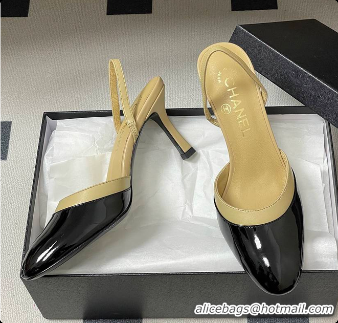 Buy Luxury Chanel Slingbacks Goatskin & Patent Calfskin Beige & Black 7.5cm 60702701