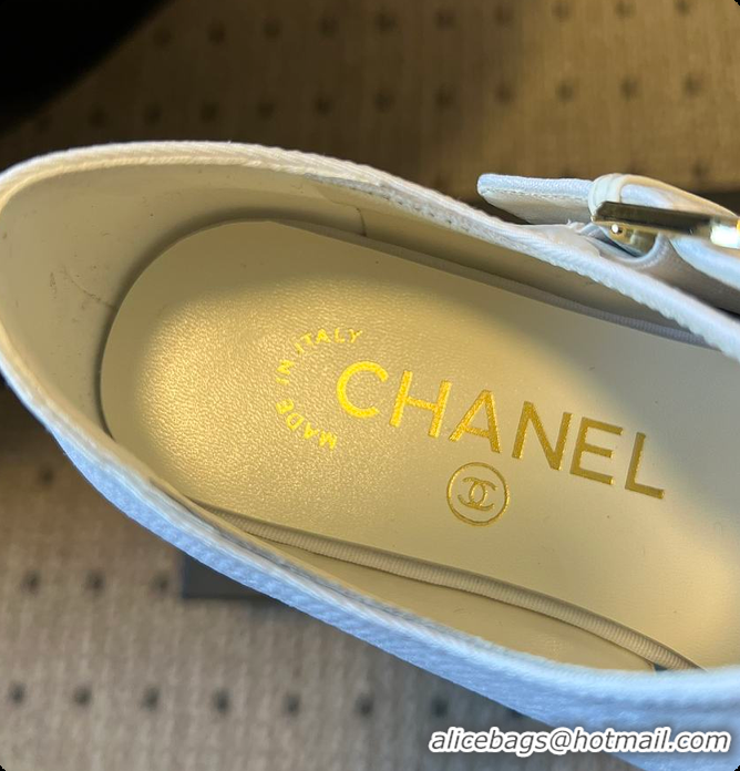Most Popular Chanel Mary Janes Grosgrain & Patent Calfskin White & Beige 60702702