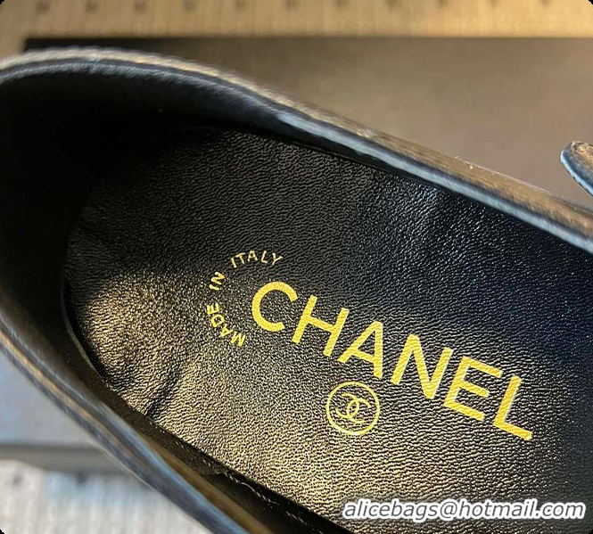 Charming Chanel CC Logo Mary Jane Platform Leather Shoes Black 60702703