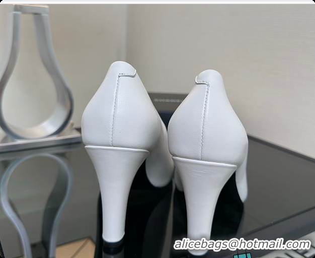 Unique Style Chanel Camellia Patent Leather Pumps with CC Logo White & Black 60702705