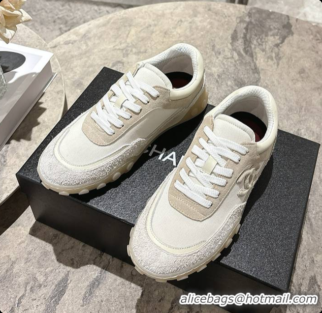 Best Price Chanel Sneakers Mixed Fibers, Suede Calfskin & Calfskin Ivory 60702706