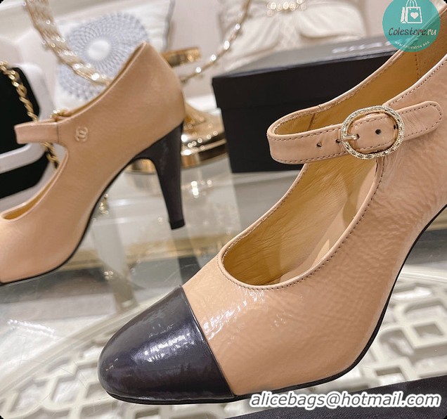 Luxury Chanel Open Shoes Shiny Goatskin Fashion In Beige 7.5cm 60702709