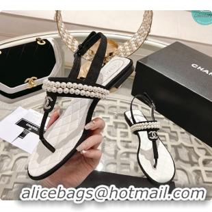 Good Quality Chanel Artificial Pearl Grosgrain Sandal In Black 60702710