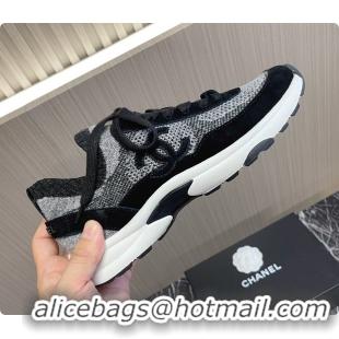 Popular Style Chanel Knit & Suede Calfskin Ivory Black 60702717