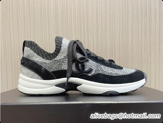 Popular Style Chanel Knit & Suede Calfskin Ivory Black 60702717