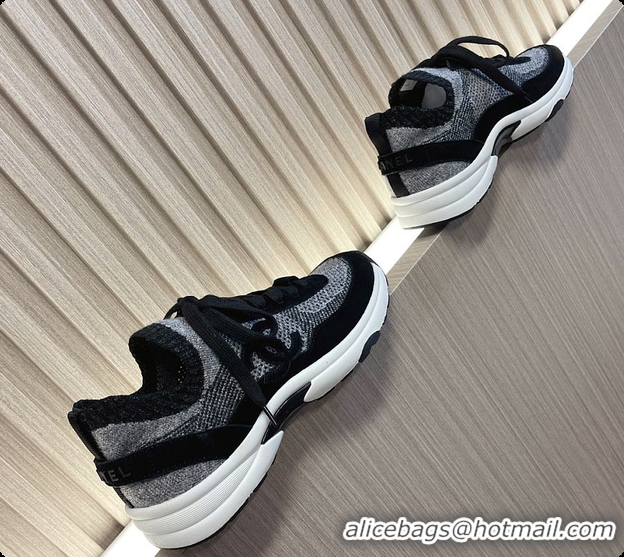 Popular Style Chanel Knit & Suede Calfskin Ivory Black 60702717