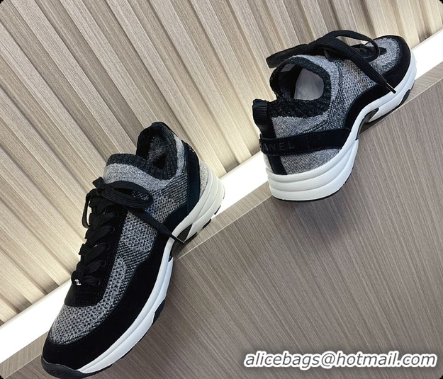 Popular Style Chanel Knit & Suede Calfskin Ivory Black 60702717
