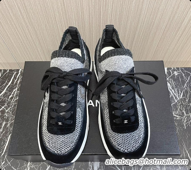 Popular Style Chanel Knit & Suede Calfskin Ivory Black 60702717