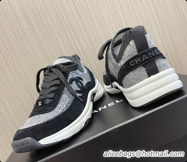 Popular Style Chanel Knit & Suede Calfskin Ivory Black 60702717