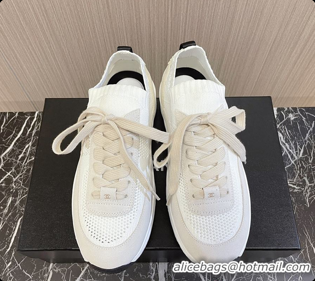 Classic Hot Chanel Knit & Suede Calfskin Ivory White 60702717