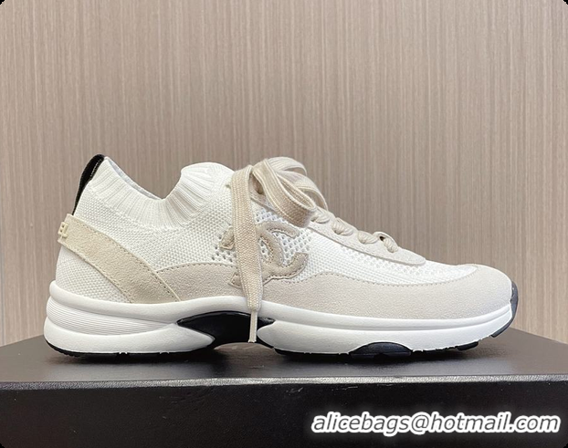 Classic Hot Chanel Knit & Suede Calfskin Ivory White 60702717