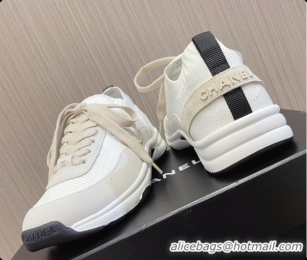 Classic Hot Chanel Knit & Suede Calfskin Ivory White 60702717