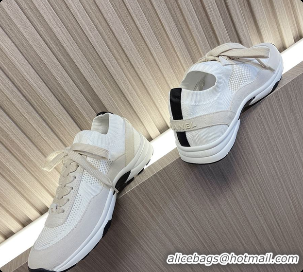 Classic Hot Chanel Knit & Suede Calfskin Ivory White 60702717