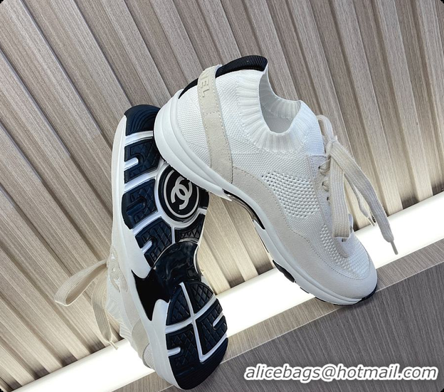 Classic Hot Chanel Knit & Suede Calfskin Ivory White 60702717