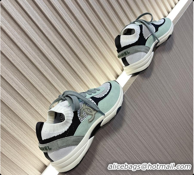 Luxury Cheap Chanel Knit & Suede Calfskin Ivory Green 60702717