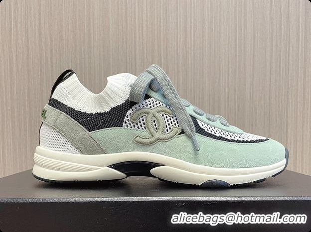 Luxury Cheap Chanel Knit & Suede Calfskin Ivory Green 60702717