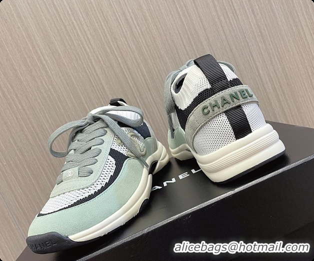 Luxury Cheap Chanel Knit & Suede Calfskin Ivory Green 60702717