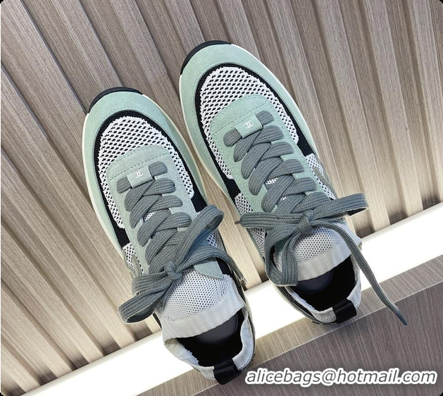 Luxury Cheap Chanel Knit & Suede Calfskin Ivory Green 60702717