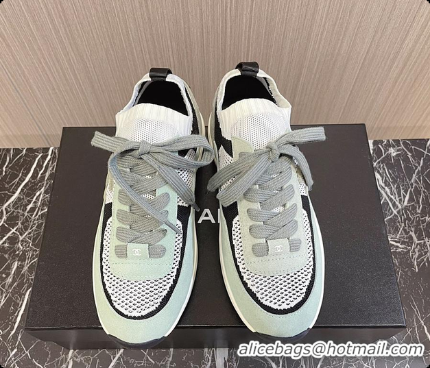 Luxury Cheap Chanel Knit & Suede Calfskin Ivory Green 60702717