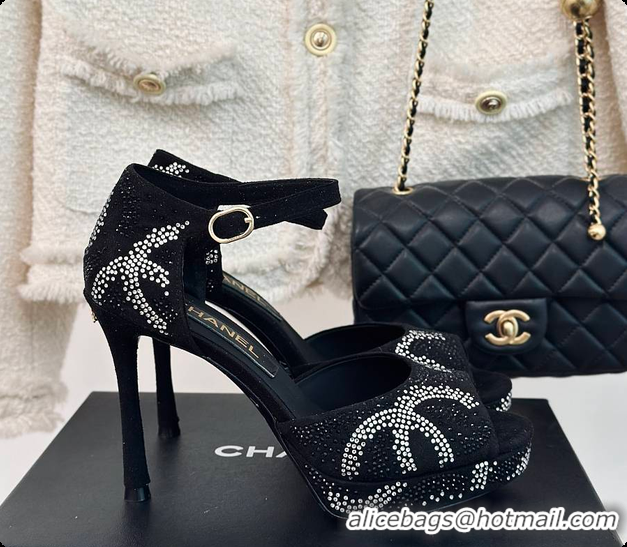 Good Quality Chanel Sandals In Suede Black 10.5cm 60702721