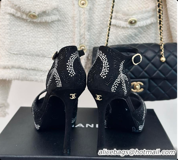 Good Quality Chanel Sandals In Suede Black 10.5cm 60702721