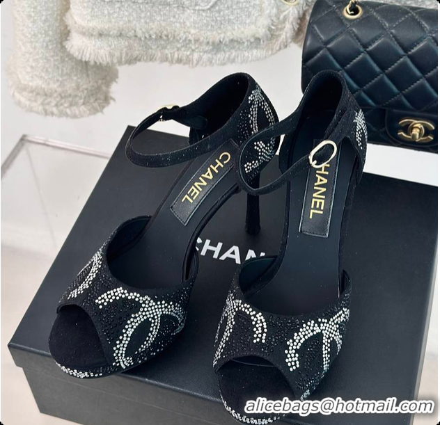Good Quality Chanel Sandals In Suede Black 10.5cm 60702721