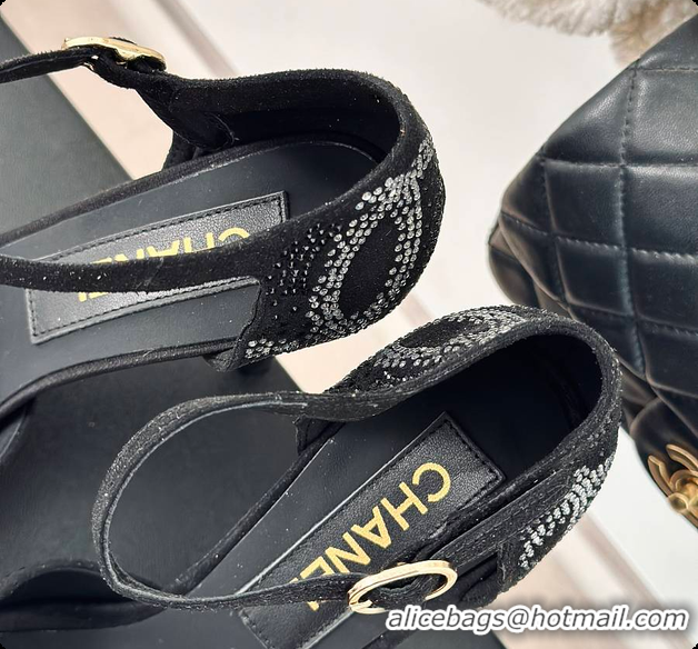 Good Quality Chanel Sandals In Suede Black 10.5cm 60702721