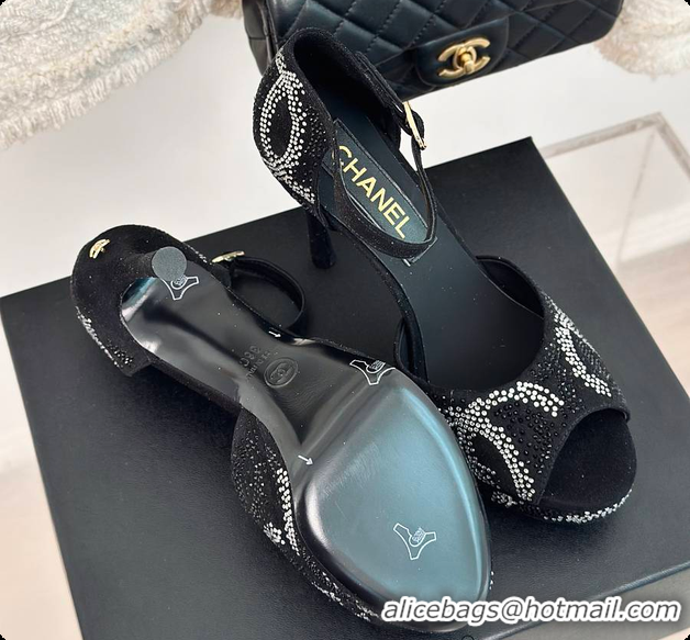 Good Quality Chanel Sandals In Suede Black 10.5cm 60702721