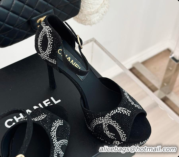 Good Quality Chanel Sandals In Suede Black 10.5cm 60702721