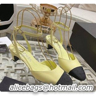 Stylish Chanel Sling Back Yellow 5cm 60702724