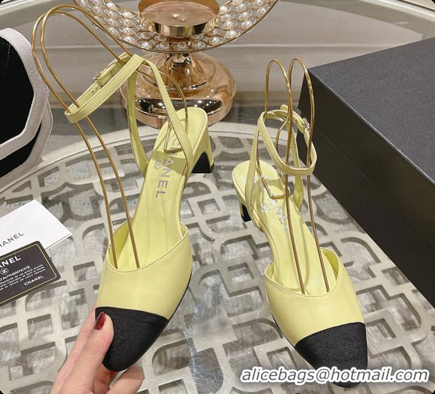 Stylish Chanel Sling Back Yellow 5cm 60702724