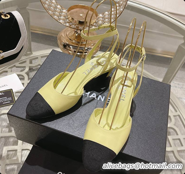 Stylish Chanel Sling Back Yellow 5cm 60702724