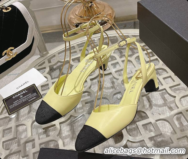 Stylish Chanel Sling Back Yellow 5cm 60702724