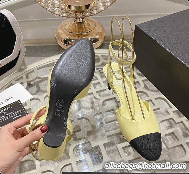 Stylish Chanel Sling Back Yellow 5cm 60702724