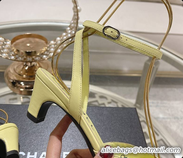 Stylish Chanel Sling Back Yellow 5cm 60702724