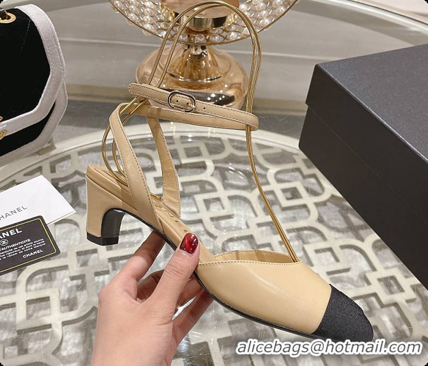 Best Grade Chanel Sling Back Beige 5cm 60702724
